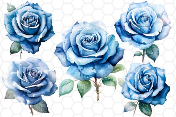 Download Blue Watercolor Rose Clipart PNG - Premium Resources