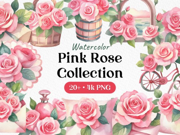 Download Bundle Watercolor Rose Clipart PNG - Watercolor rose clipart Collection