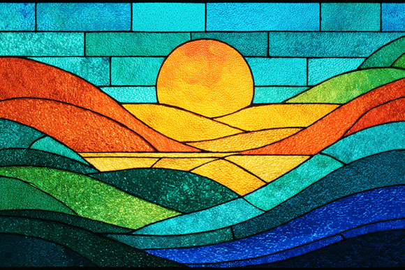 Download Rolling Hills Stained Glass Sunset - Rolling hills Collection