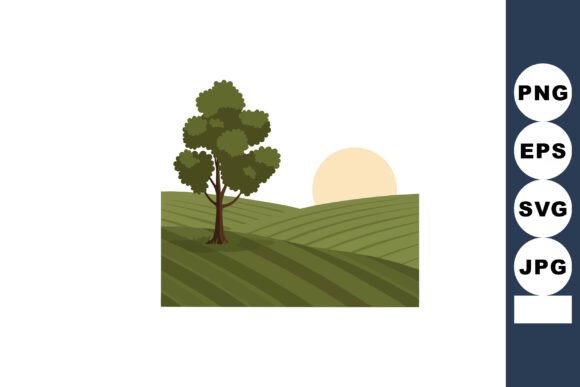 Download Tree on Green Rolling Hills with Sun Ris - Rolling hills Collection